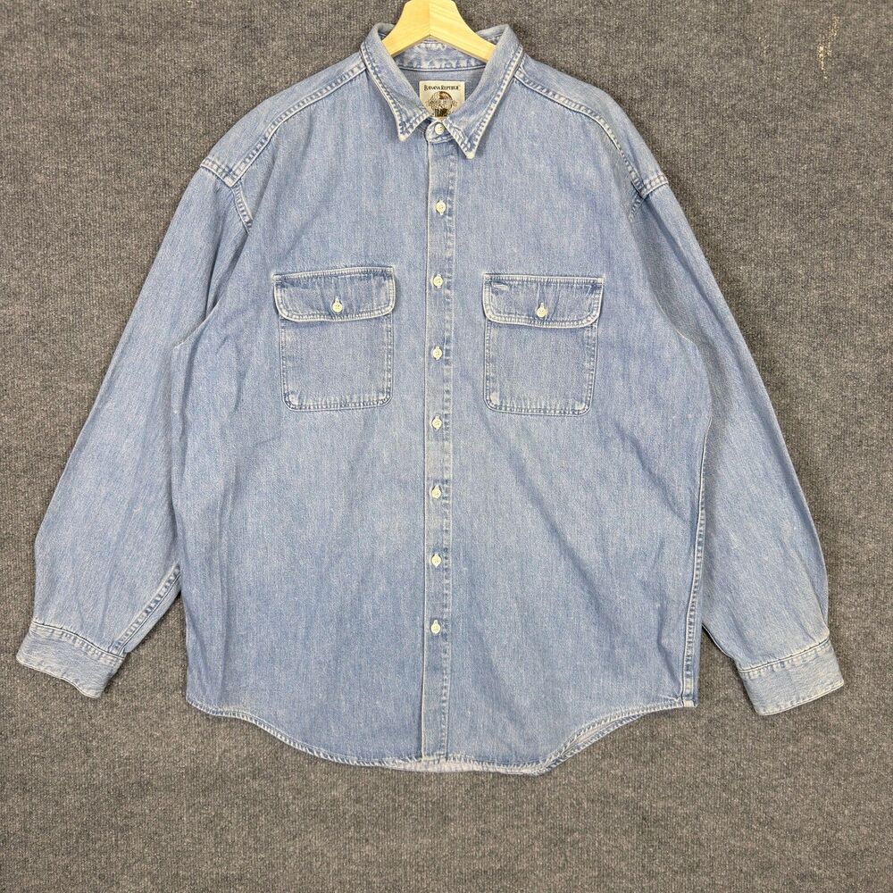 Vintage Banana Republic Mens Denim Shirt XL Button Up Long Sleeve Made in USA